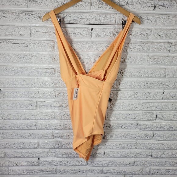 Old Navy Womens Swimsuit Extra Large One Piece Orange Lined Criss Cross ORA12E - Picture 5 of 13